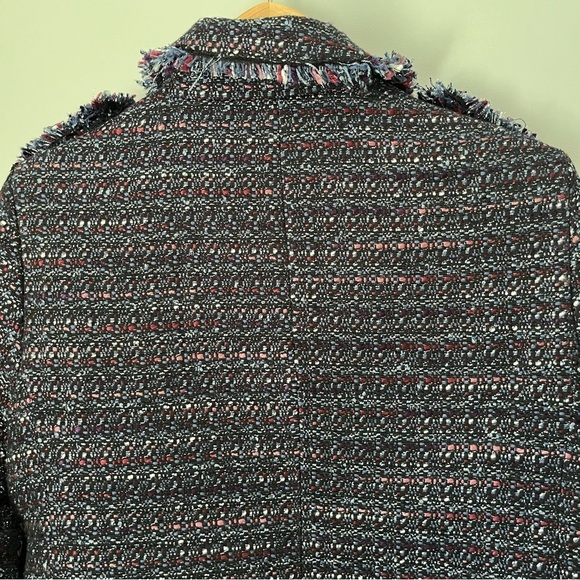 For The Republic Multicolored Rock N Roll Tweed Fringe Hem Blazer Jacket Size 8P - Picture 11 of 15